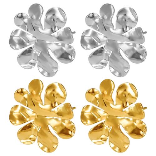 Stainless Steel Stud Earrings, 304 Stainless Steel, Flower, Vacuum Ion Plating, fashion jewelry & for woman, more colors for choice, 24x24mm, Sold By Pair