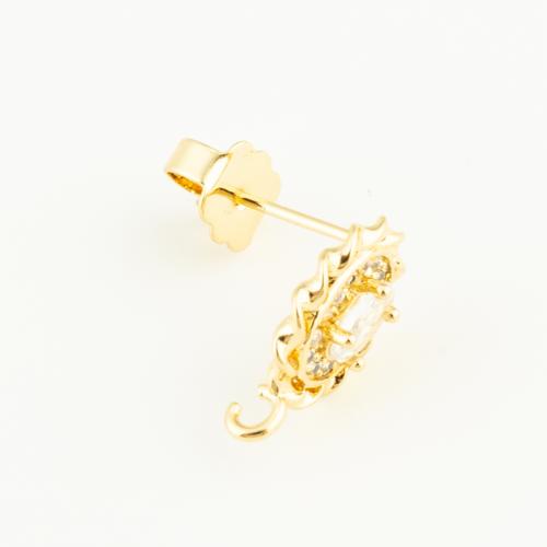 Brass Earring Drop Component, plated, DIY & micro pave cubic zirconia, more colors for choice, nickel, lead & cadmium free, 14x9x3mm, Sold By Pair