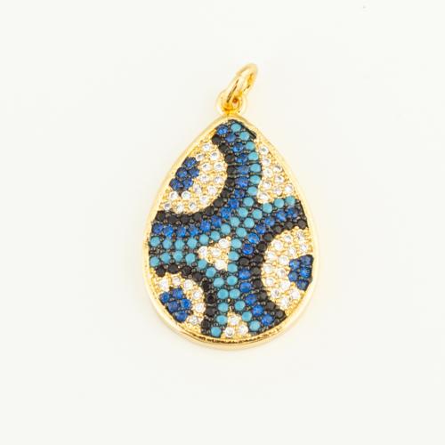 Cubic Zirconia Micro Pave Brass Pendant, Teardrop, plated, DIY & micro pave cubic zirconia, more colors for choice, nickel, lead & cadmium free, 25x16x3mm, Sold By PC