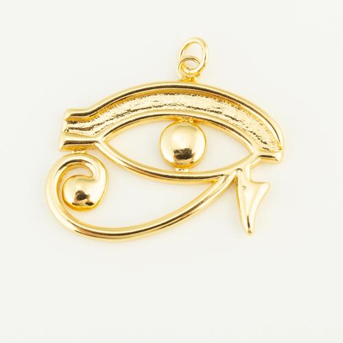 Evil Eye Pendants, Brass, gold color plated, DIY, nickel, lead & cadmium free, 30x26x2mm, Sold By PC