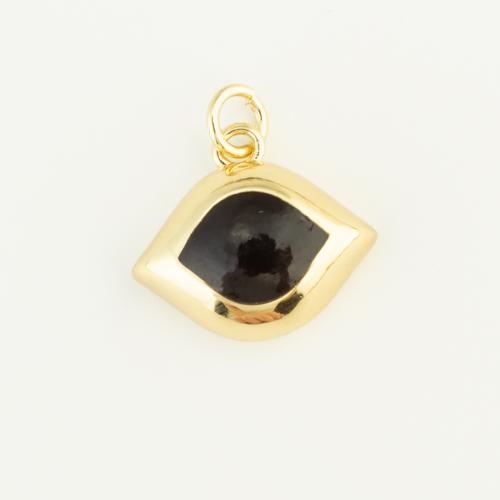 Brass Jewelry Pendants, gold color plated, DIY & enamel, black, nickel, lead & cadmium free, 17x15x6mm, Sold By PC