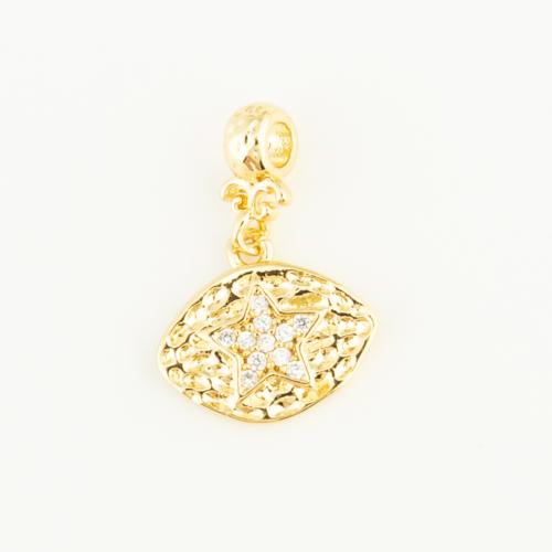 Cubic Zirconia Micro Pave Brass Pendant, gold color plated, DIY & micro pave cubic zirconia, nickel, lead & cadmium free, 12x11x2mm, Sold By PC