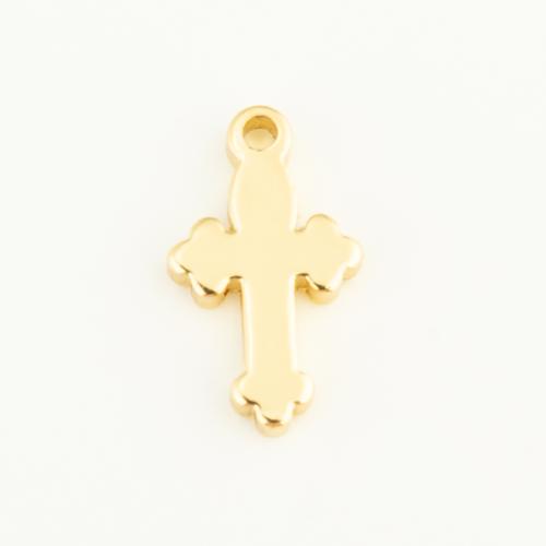 Cubic Zirconia Micro Pave Brass Pendant, Cross, gold color plated, DIY, nickel, lead & cadmium free, 12x7x2mm, Sold By PC