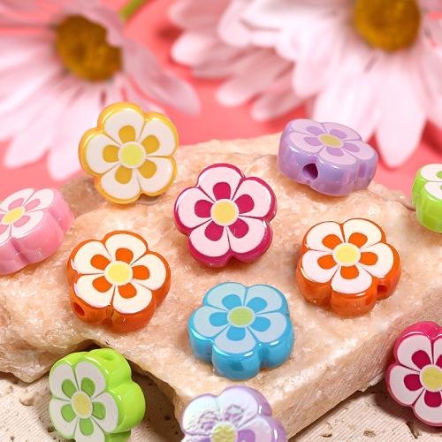 Opaque Acrylic Beads, Flower, DIY, mixed colors, 18mm, 100PCs/Bag, Sold By Bag