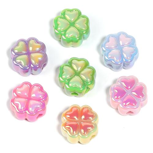 Plated Acrylic Beads, Flower, DIY, mixed colors, 15mm, 100PCs/Bag, Sold By Bag