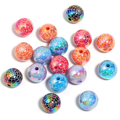 Plated Acrylic Beads, Round, DIY, mixed colors, 16mm, 100PCs/Bag, Sold By Bag