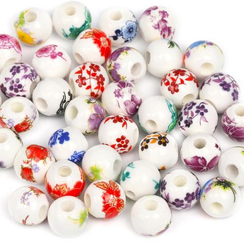 Perles bijoux en porcelaine, Rond, DIY, couleurs mélangées, 500PC/sac, Vendu par sac