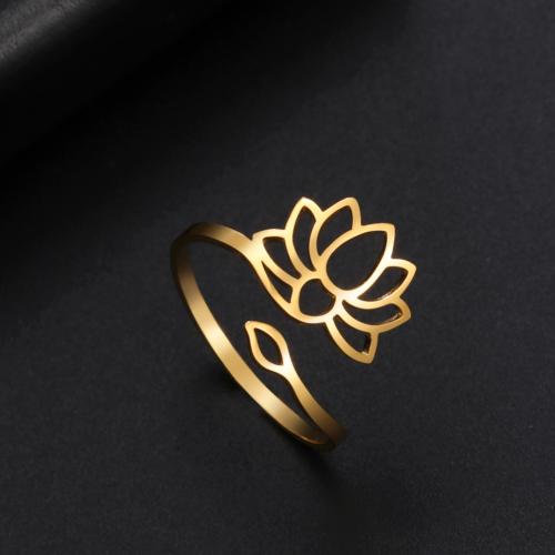 Stainless Steel Finger Ring, 304 Stainless Steel, Flower, plated, fashion jewelry & for woman & hollow, more colors for choice, Sold By PC