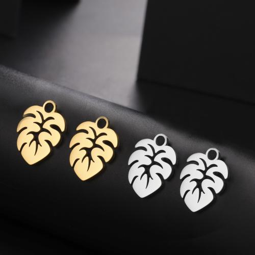 Stainless Steel Pendants, 304 Stainless Steel, Leaf, plated, DIY & hollow, more colors for choice, Sold By PC