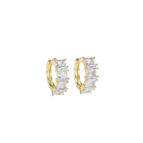 Boucles d'oreilles en laiton zircon cubique pavent, Placage, pavé de micro zircon & pour femme, plus de couleurs à choisir, Vendu par paire