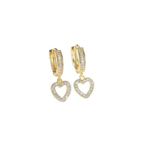 Boucles d'oreilles en laiton zircon cubique pavent, Placage, pavé de micro zircon & pour femme, plus de couleurs à choisir, Vendu par paire