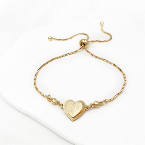 Bracelets en laiton, coeur, Placage, pour femme, Or, Vendu par PC