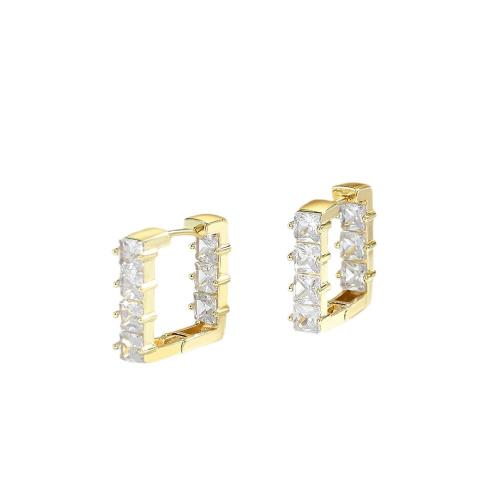 Boucles d'oreilles en laiton zircon cubique pavent, Placage, pavé de micro zircon & pour femme, plus de couleurs à choisir, Vendu par paire