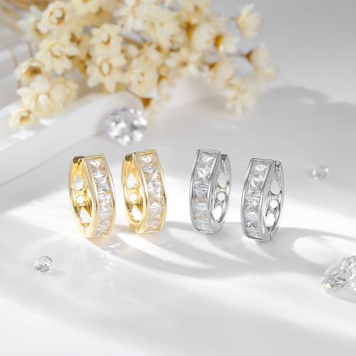 Cubic Zirconia Micro Pave Brass Earring, plated, micro pave cubic zirconia & for woman, more colors for choice, Sold By Pair