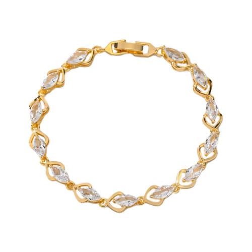 Cubic Zirconia Micro Pave Brass Bracelet, plated, micro pave cubic zirconia & for woman, gold, Sold By PC