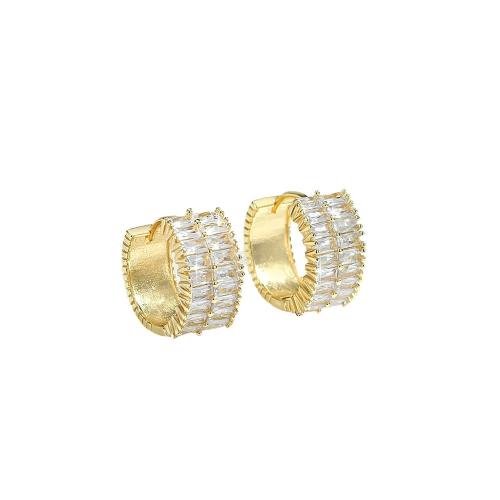 Boucles d'oreilles en laiton zircon cubique pavent, Placage, pavé de micro zircon & pour femme, plus de couleurs à choisir, Vendu par paire