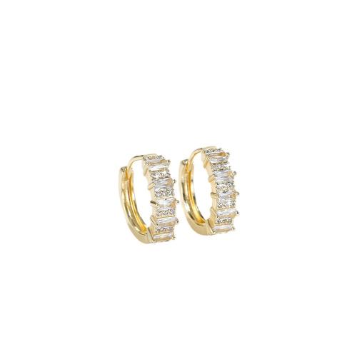 Boucles d'oreilles en laiton zircon cubique pavent, Placage, pavé de micro zircon & pour femme, plus de couleurs à choisir, Vendu par paire