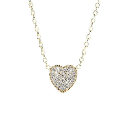 Cubic Zircon Micro Pave Brass Necklace, Heart, plated, micro pave cubic zirconia & for woman, gold, Sold By PC