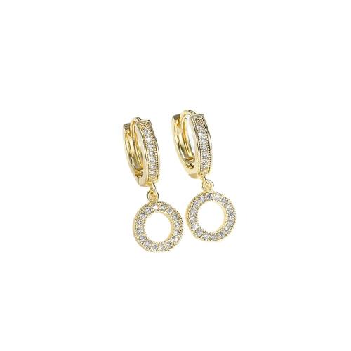 Boucles d'oreilles en laiton zircon cubique pavent, Placage, pavé de micro zircon & pour femme, plus de couleurs à choisir, Vendu par paire