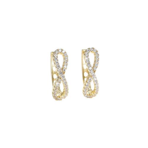 Boucles d'oreilles en laiton zircon cubique pavent, Placage, pavé de micro zircon & pour femme, plus de couleurs à choisir, Vendu par paire