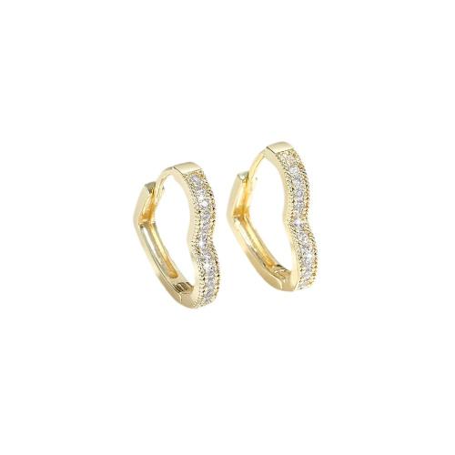 Boucles d'oreilles en laiton zircon cubique pavent, coeur, Placage, pavé de micro zircon & pour femme, plus de couleurs à choisir, Vendu par paire