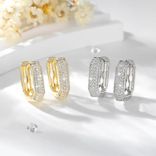 Boucles d'oreilles en laiton zircon cubique pavent, Placage, pavé de micro zircon & pour femme, plus de couleurs à choisir, Vendu par paire