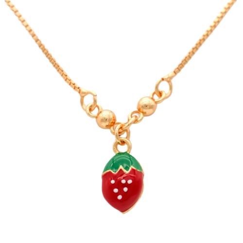 laiton collier d'enfants, Placage, styles différents pour le choix & pavé de micro zircon & émail, plus de couleurs à choisir, Longueur:Environ 41-50 cm, Vendu par PC