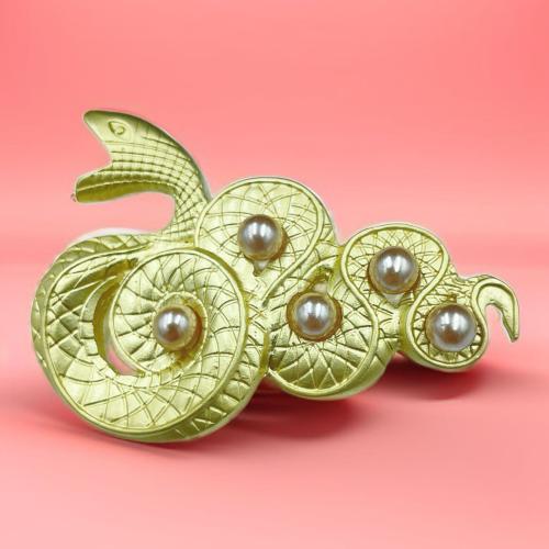 Tibetan Style Brooches, with Plastic Pearl, plated, for woman, golden, 61x42mm, Sold By PC