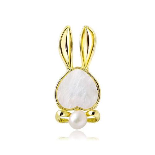 Tibetan Style Brooches, with Shell & Freshwater Pearl, for woman, golden, Sold By PC