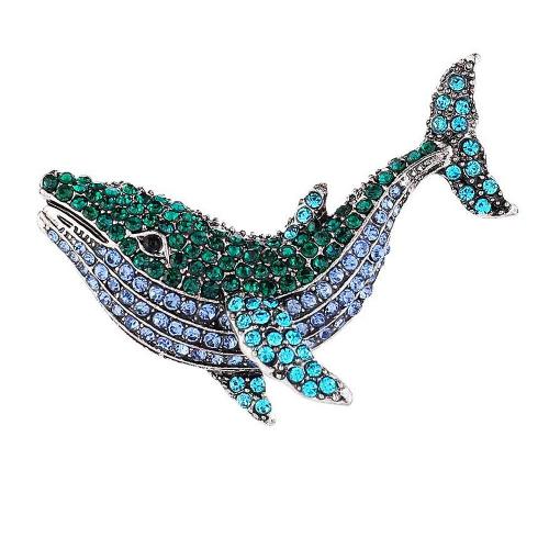 Broches en alliage de zinc, pour femme & avec strass, bleu, Vendu par PC