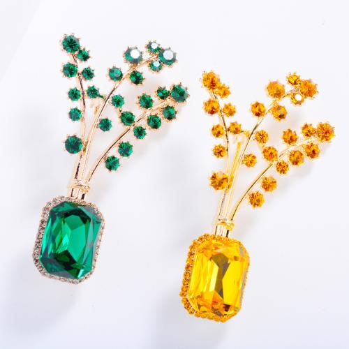 Tibetan Style Brooches, with Crystal, for woman & with rhinestone, more colors for choice, 63x35mm, Sold By PC