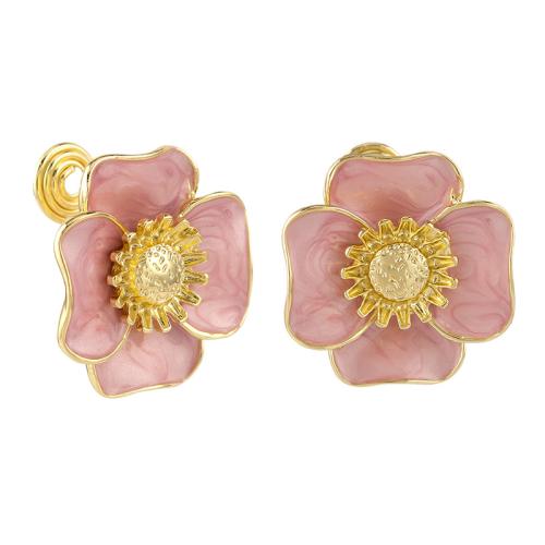 Pendientes de Perno de Aleación de Zinc, diferentes estilos para la opción & para mujer & esmalte, dorado, 22x22mm, Vendido por Par