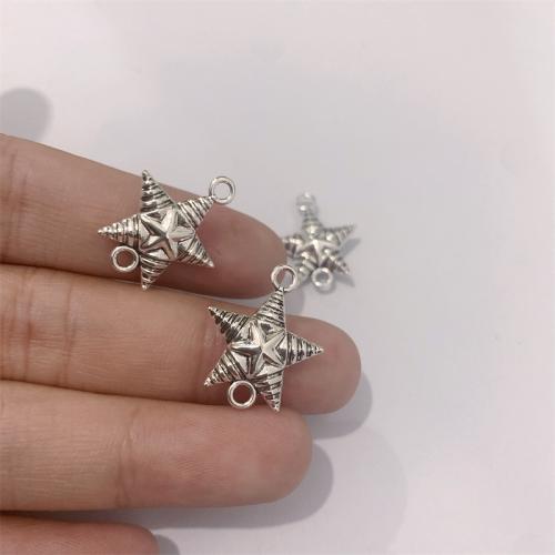 Star Tibetan Style Connector, antique silver color plated, DIY & 1/1 loop, 17x20mm, 100PCs/Bag, Sold By Bag