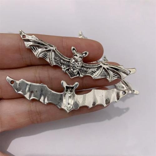 Connecteur en alliage de Zinc animal, Chauve-souris, Plaqué de couleur d'argent, DIY & boucle de 1/1, 65x17mm, 100PC/sac, Vendu par sac