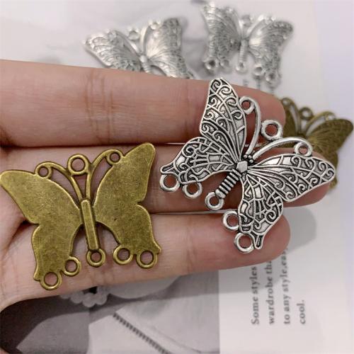 Animal Tibetan Style Connector, Butterfly, plated, DIY & 3/5 loop, more colors for choice, 35x28mm, 100PCs/Bag, Sold By Bag