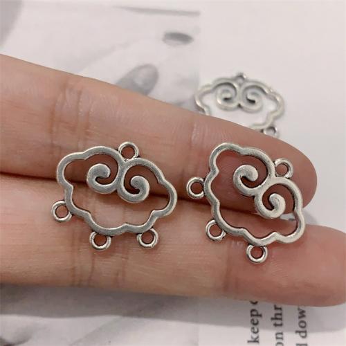 Tibetan Style Connector, Cloud, antique silver color plated, DIY & 1/3 loop, 20x18mm, 100PCs/Bag, Sold By Bag