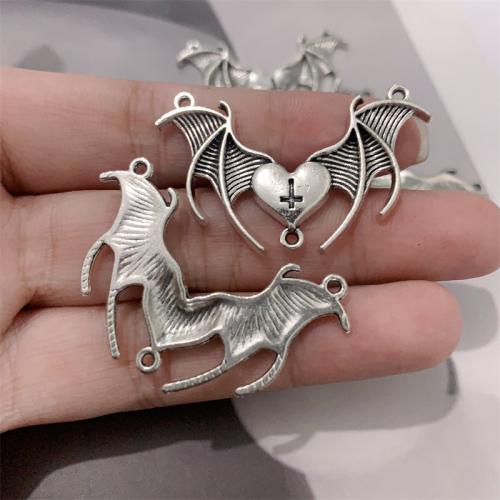 Animal Tibetan Style Connector, Bat, antique silver color plated, DIY & 2/1 loop, 41x26mm, 100PCs/Bag, Sold By Bag