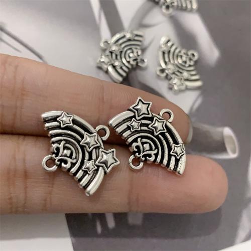 Tibetan Style Connector, Rainbow, antique silver color plated, DIY & 1/1 loop, 20x16mm, 100PCs/Bag, Sold By Bag