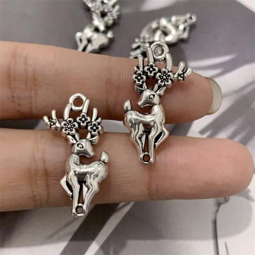 Animal Tibetan Style Connector, Deer, antique silver color plated, DIY & 1/1 loop, 15x27mm, 100PCs/Bag, Sold By Bag