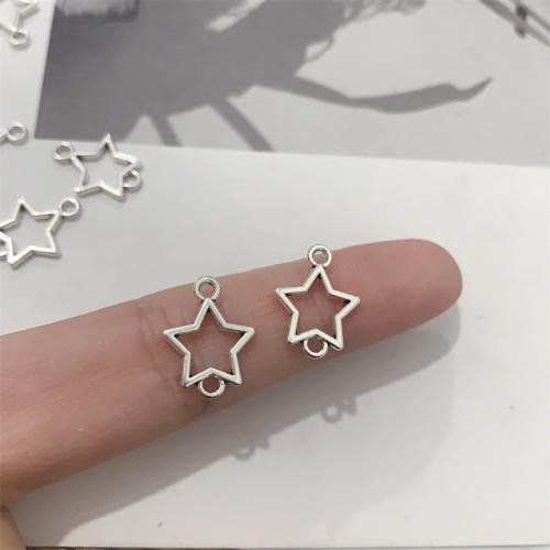 Conector de aleación de cinc estrellas, aleación de zinc, chapado en color de plata antigua, Bricolaje & 1/1 aro, 12x15mm, 100PCs/Bolsa, Vendido por Bolsa