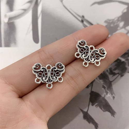 Tibetan Style Connector, antique silver color plated, DIY & 1/3 loop, 18x14mm, 100PCs/Bag, Sold By Bag