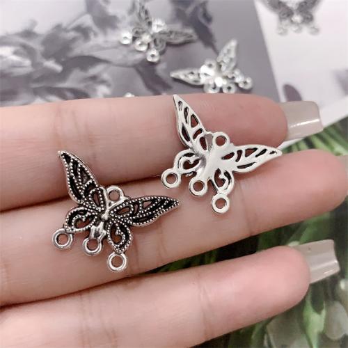 Animal Tibetan Style Connector, Butterfly, antique silver color plated, DIY & 1/3 loop, 24x17mm, 100PCs/Bag, Sold By Bag