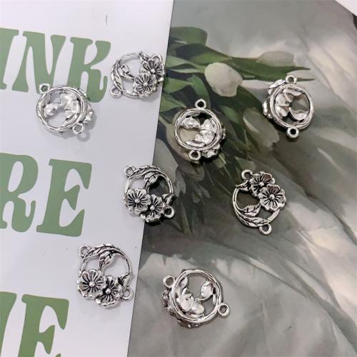 Flower Tibetan Style Connector, antique silver color plated, DIY & 1/1 loop, 13x18mm, 100PCs/Bag, Sold By Bag