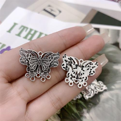 Animal Tibetan Style Connector, Butterfly, antique silver color plated, DIY & 1/5 loop, 26x20mm, 100PCs/Bag, Sold By Bag