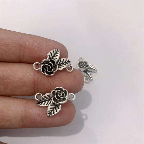 Flower Tibetan Style Connector, Rose, antique silver color plated, DIY & 1/5 loop, 19x14mm, 100PCs/Bag, Sold By Bag