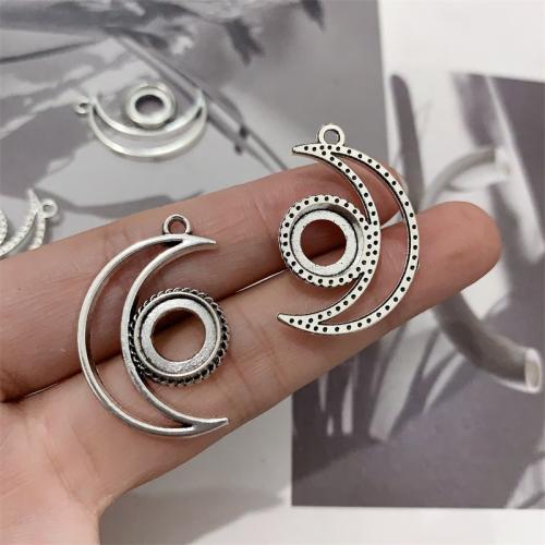 Zinc alliage Moon pendentifs, alliage de zinc, lune, Plaqué de couleur d'argent, DIY, 20x31mm, 100PC/sac, Vendu par sac