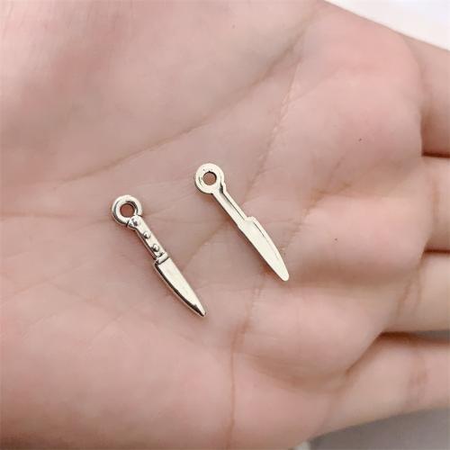 Tibetan Style Pendants, Knife, antique silver color plated, DIY, 22x5mm, 100PCs/Bag, Sold By Bag