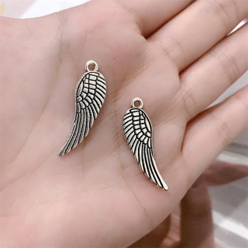 Wing Shaped Tibetan Style Pendants, antique silver color plated, DIY, 30x10mm, 100PCs/Bag, Sold By Bag