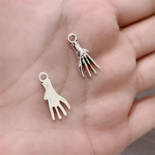 Zinklegierung Hand Anhänger, antik silberfarben plattiert, DIY, 9x20mm, 100PCs/Tasche, verkauft von Tasche