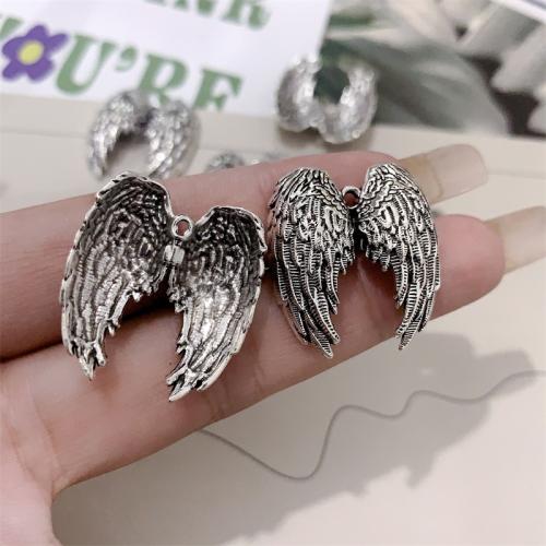 Wing Shaped Tibetan Style Pendants, antique silver color plated, DIY, 23x26mm, 100PCs/Bag, Sold By Bag